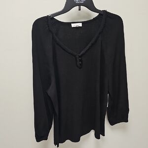 Black V-Neck Women's Top